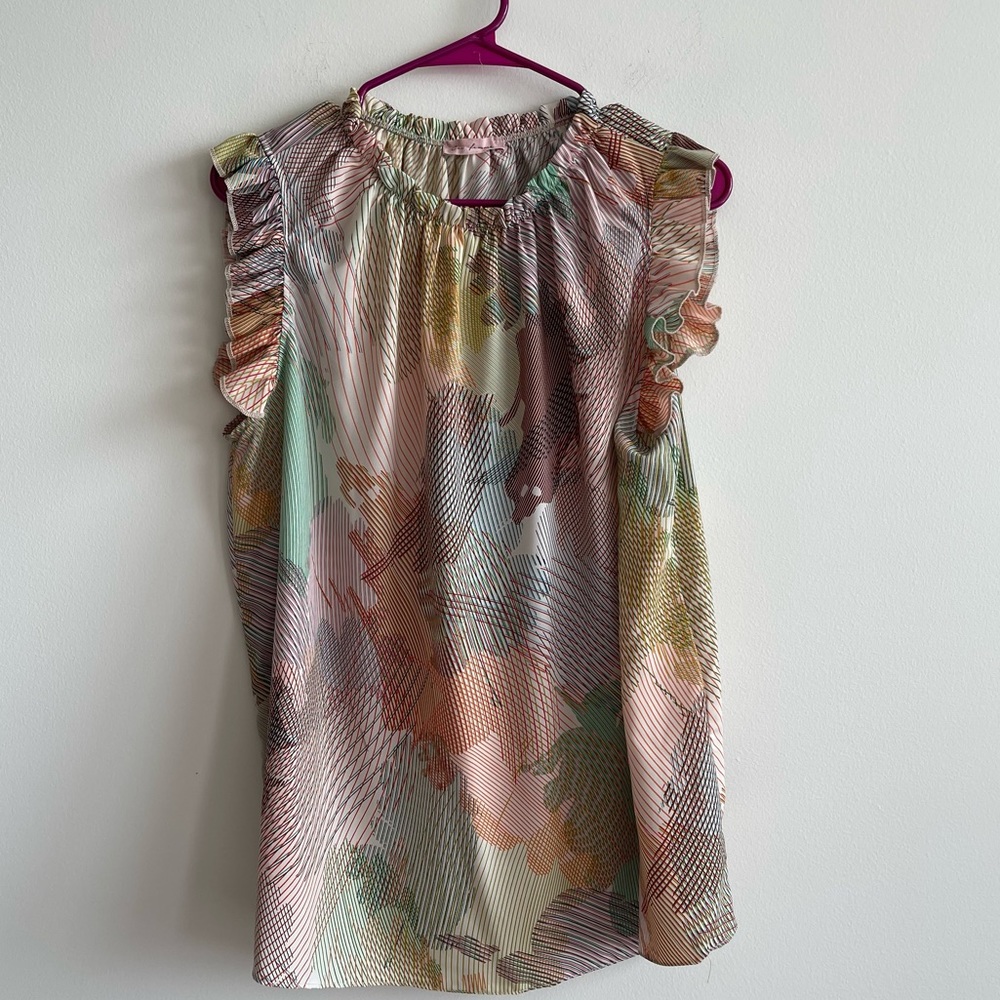 Ces Femme pink and tan Short Sleeve Blouse